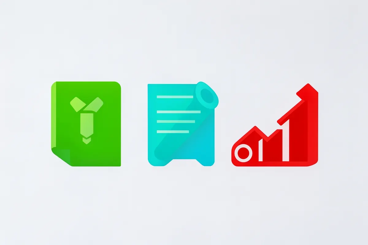 Conjunto de ícones representando diferentes tipos de qualificações: diploma, certificado, ferramenta, gráfico de crescimento.