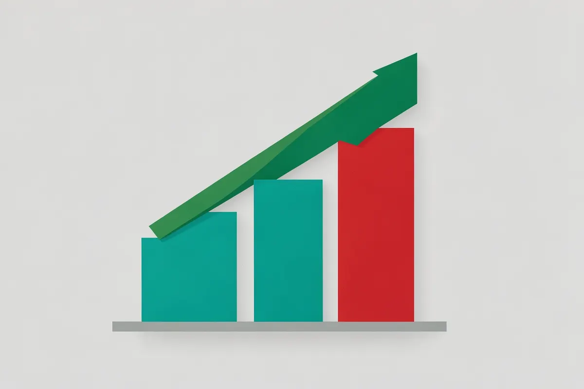 Gráfico de barras mostrando crescimento financeiro.